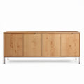 Wooden sideboard cabinet with sliding doors and metal legs 200 x 45 x 90cm
