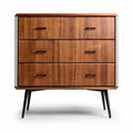 Wooden dresser with three drawers and metal legs in walnut finish 80 x 40 x 90cm
