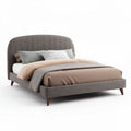 Upholstered bed frame with padded headboard in gray fabric 200 x 160 x 100cm