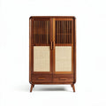 Natural rattan cabinet with two doors and a drawer 80 x 45 x 180cm