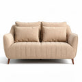 Fabric upholstered loveseat with two cushions in beige 180 x 90 x 85cm