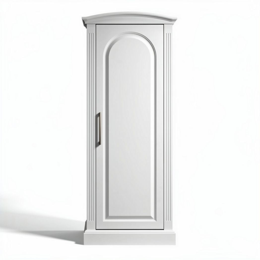 White wooden wardrobe with mirror door for bedroom storage 50 x 30 x 150cm