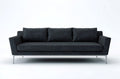 Leather three-seater sofa with tufted design and wooden legs 180 x 90 x 85cm
