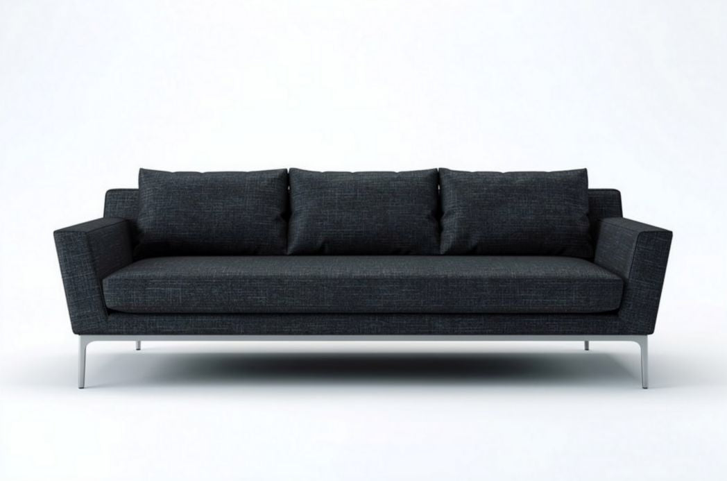 Leather three-seater sofa with tufted design and wooden legs 180 x 90 x 85cm