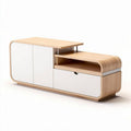 Modern wooden TV stand with white accents and storage 120 x 40 x 50cm