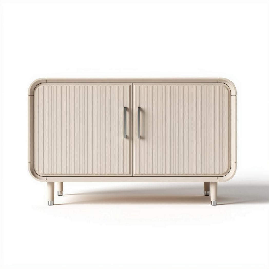 Wooden storage cabinet with louvered doors for living room or office 80 x 40 x 120cm