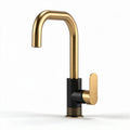 Brushed gold kitchen faucet with swivel spout and single handle design