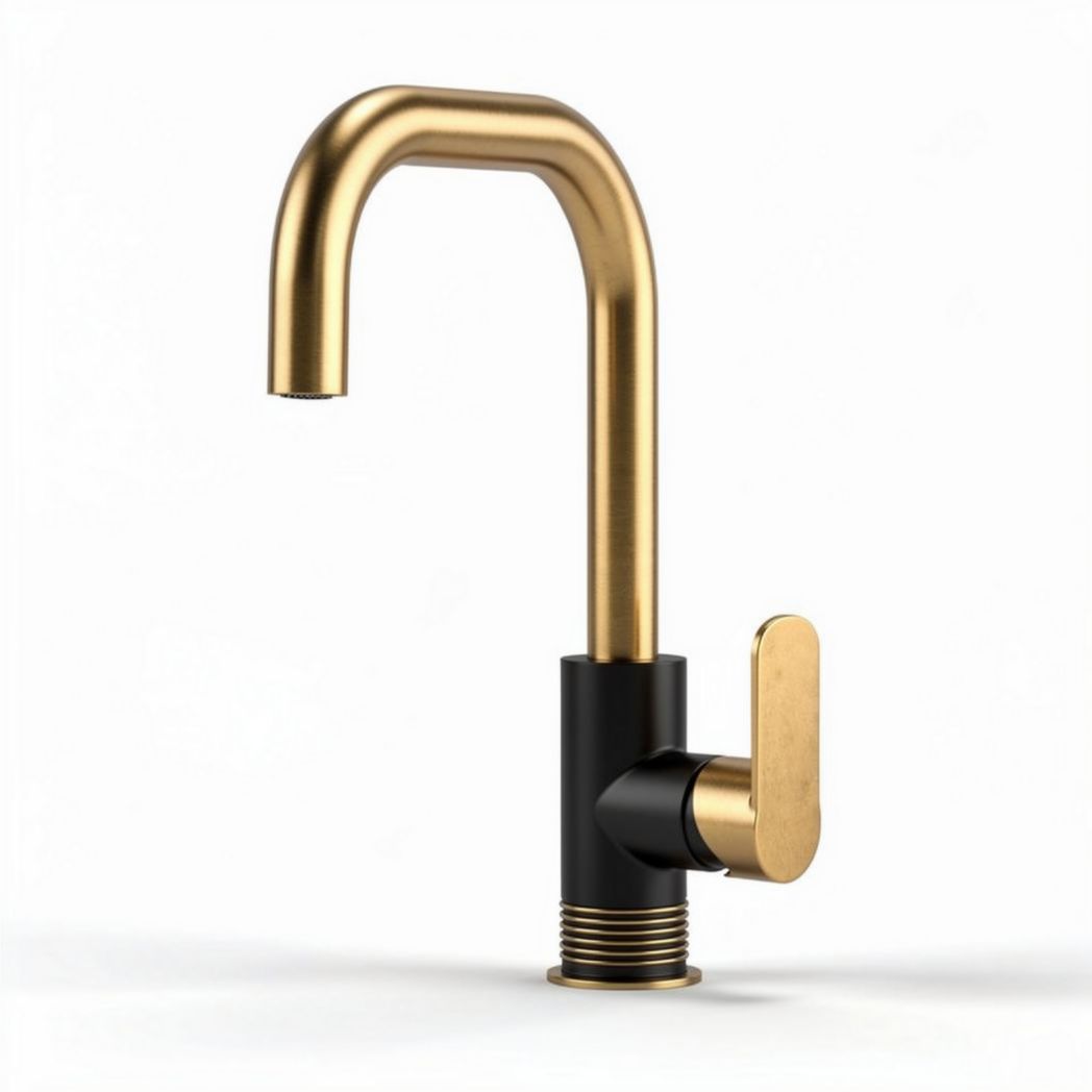 Brushed gold kitchen faucet with swivel spout and single handle design