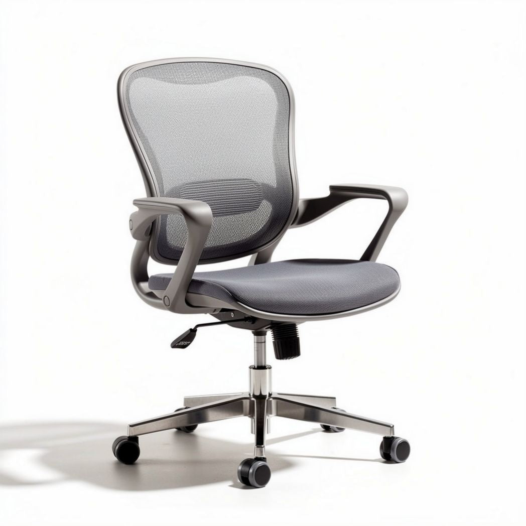 Mesh ergonomic office chair with adjustable height and gray fabric seat 45 x 55 x 90cm